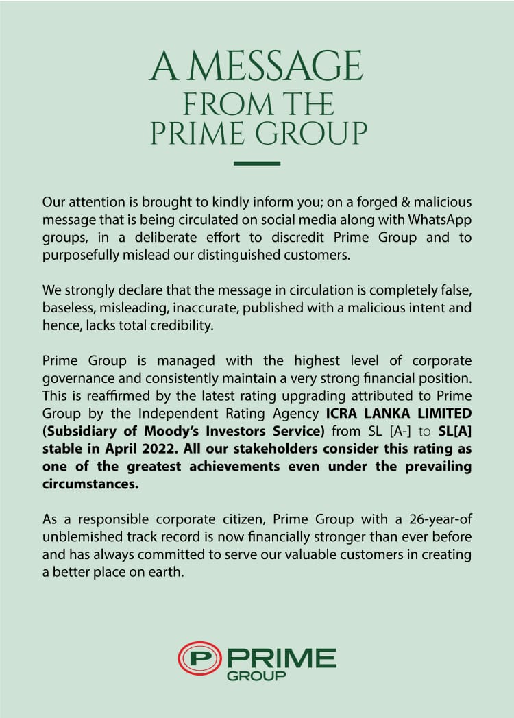 A Message From Prime Group
